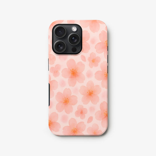 Abstract Peach Watercolour Floral Print Case iPhone 16 Phone Case