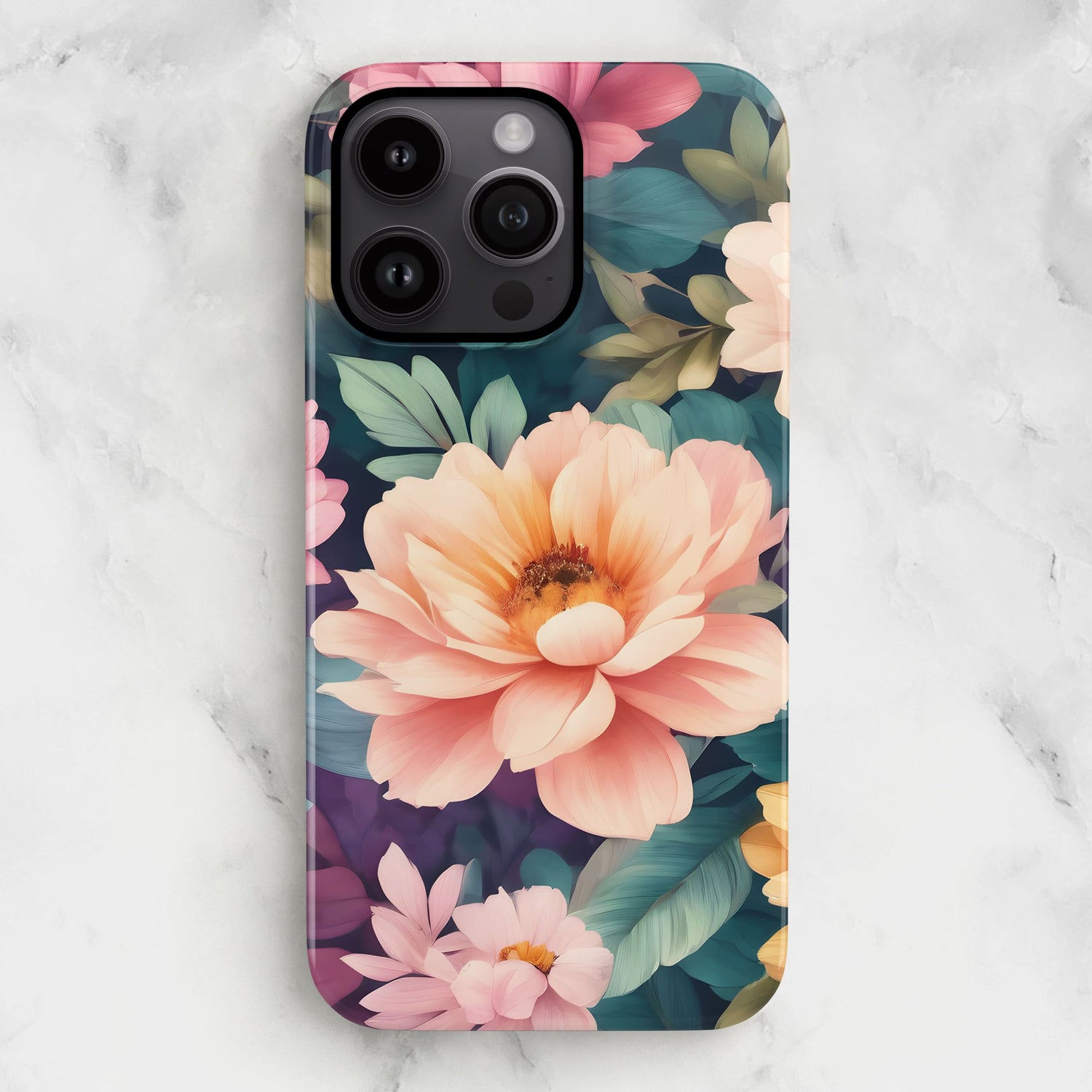 Rainbow Peach Floral Print Case  Phone Case