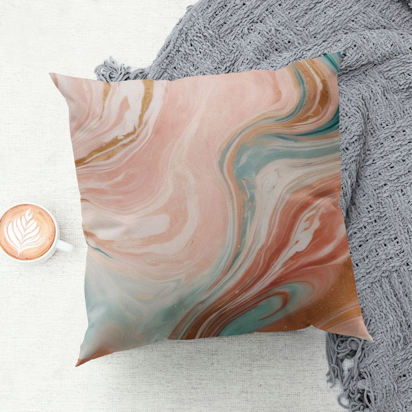 Peach Marble 45cm Large Cushion  Cushion