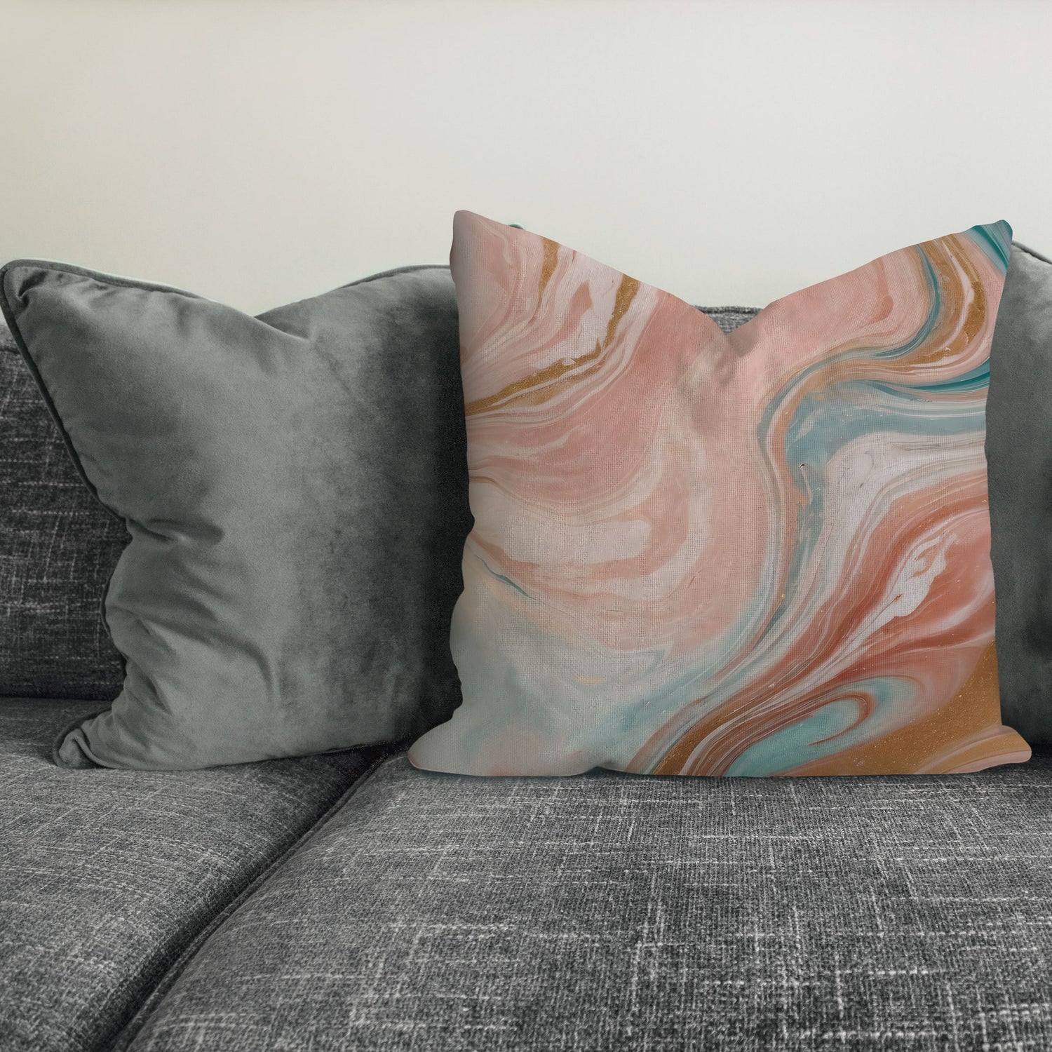 Peach Marble 45cm Large Cushion  Cushion