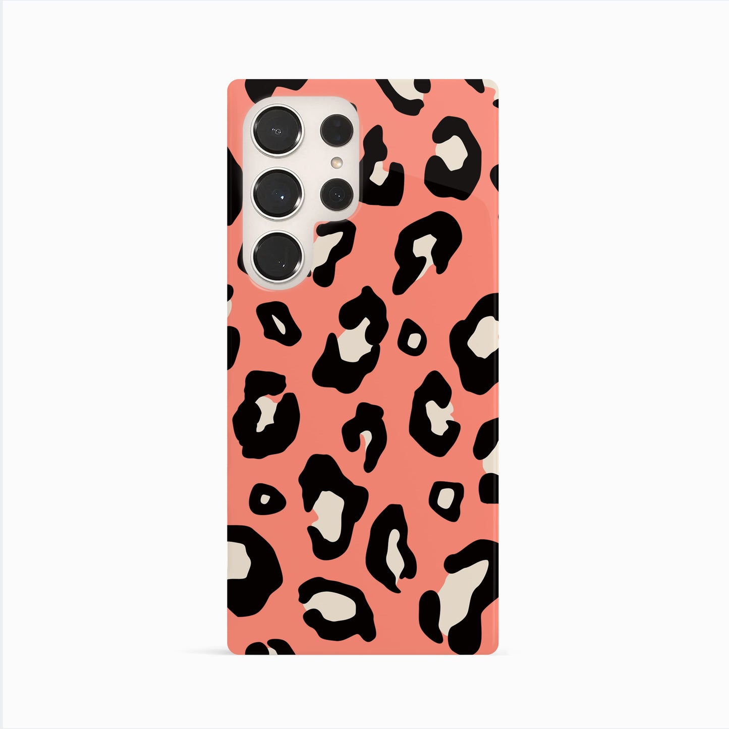 Orange Coral Leopard Print Case Samsung Galaxy S24 Ultra Phone Case