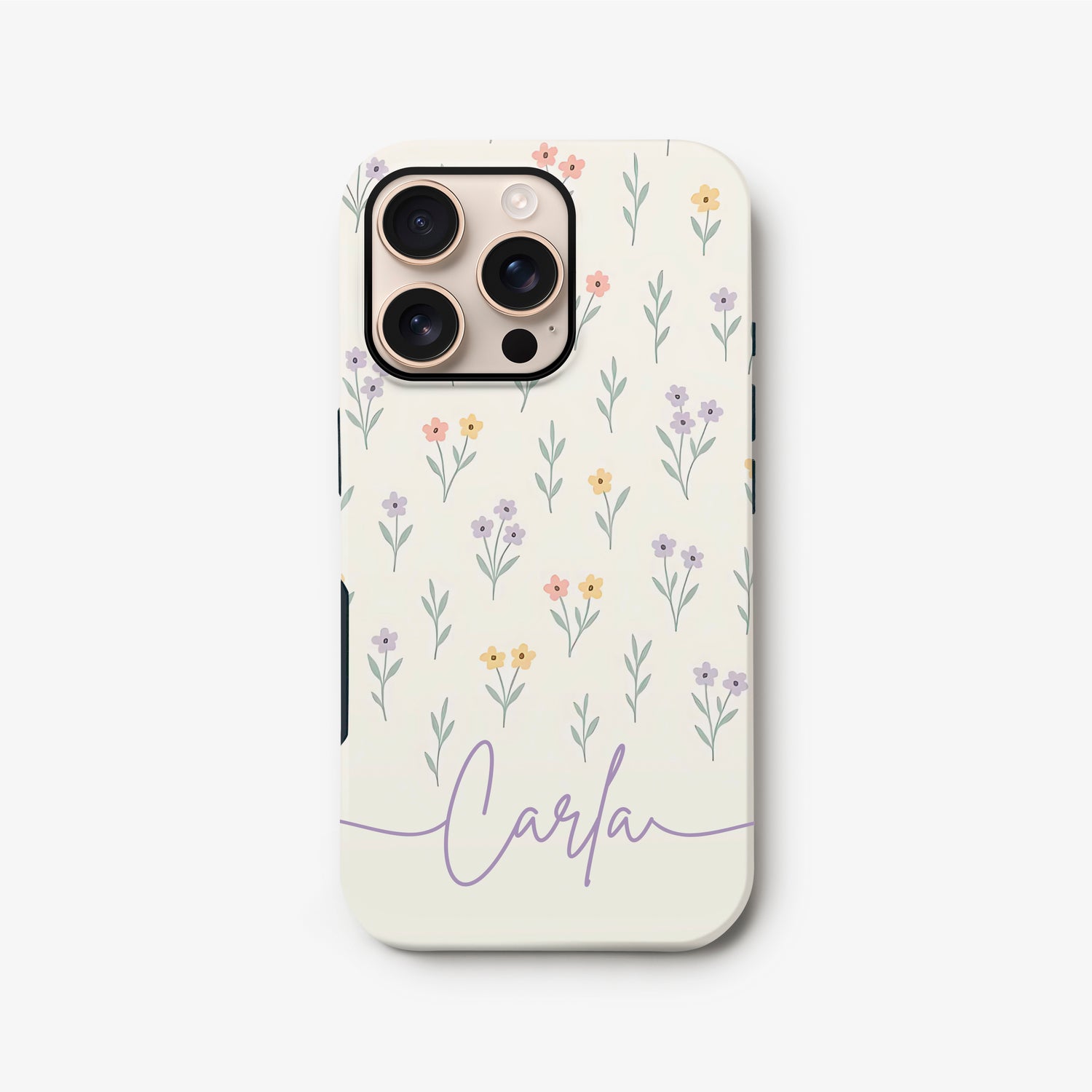Personalised Pastel Ditsy Floral Print Case iPhone 16 Phone Case