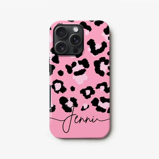 Baby Pink Leopard Print Personalised Phone Case iPhone 16 Phone Case