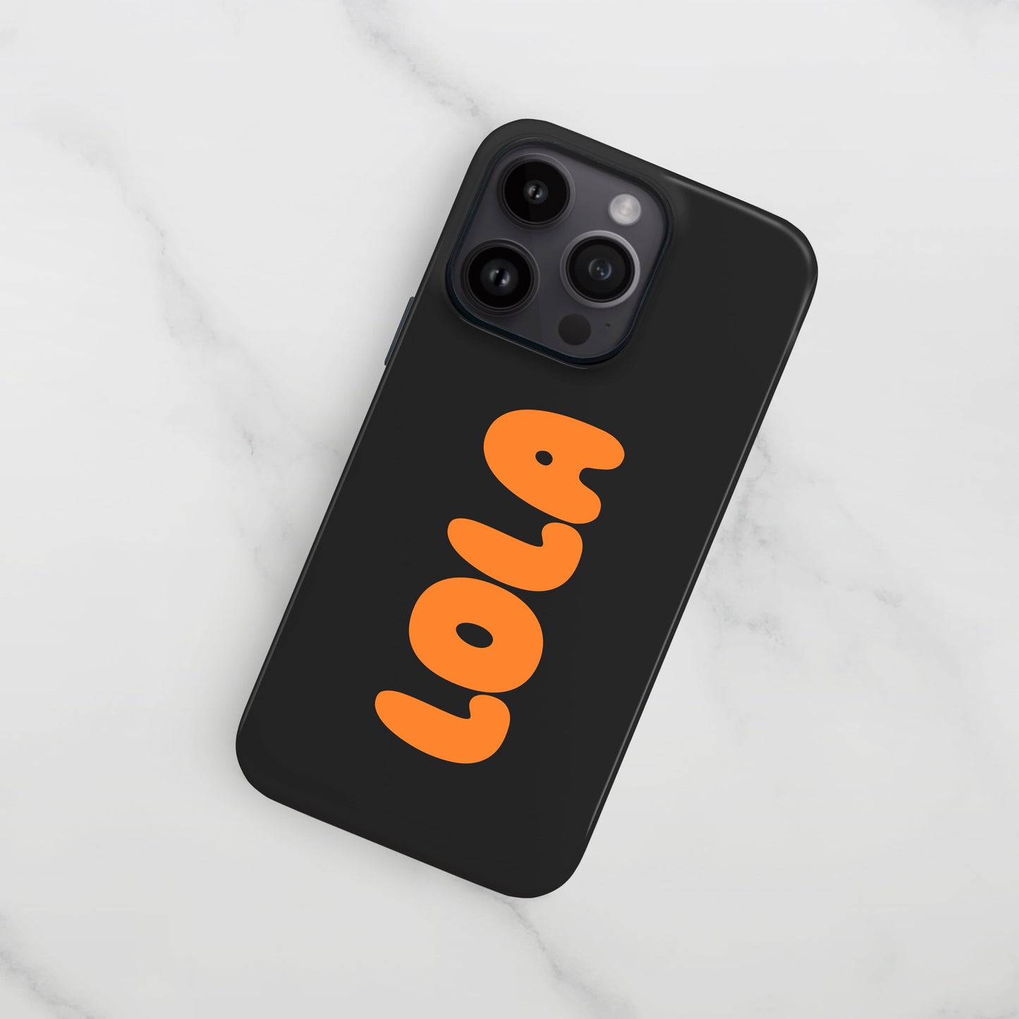 Black Orange Personalised Bubble Text Case iPhone 15 Phone Case