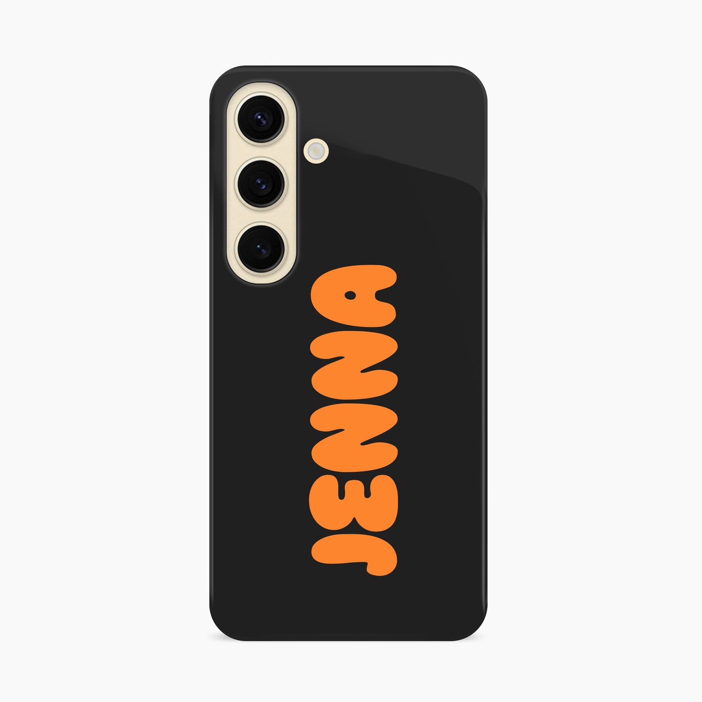 Black Orange Personalised Bubble Text Case Samsung Galaxy S24 Phone Case