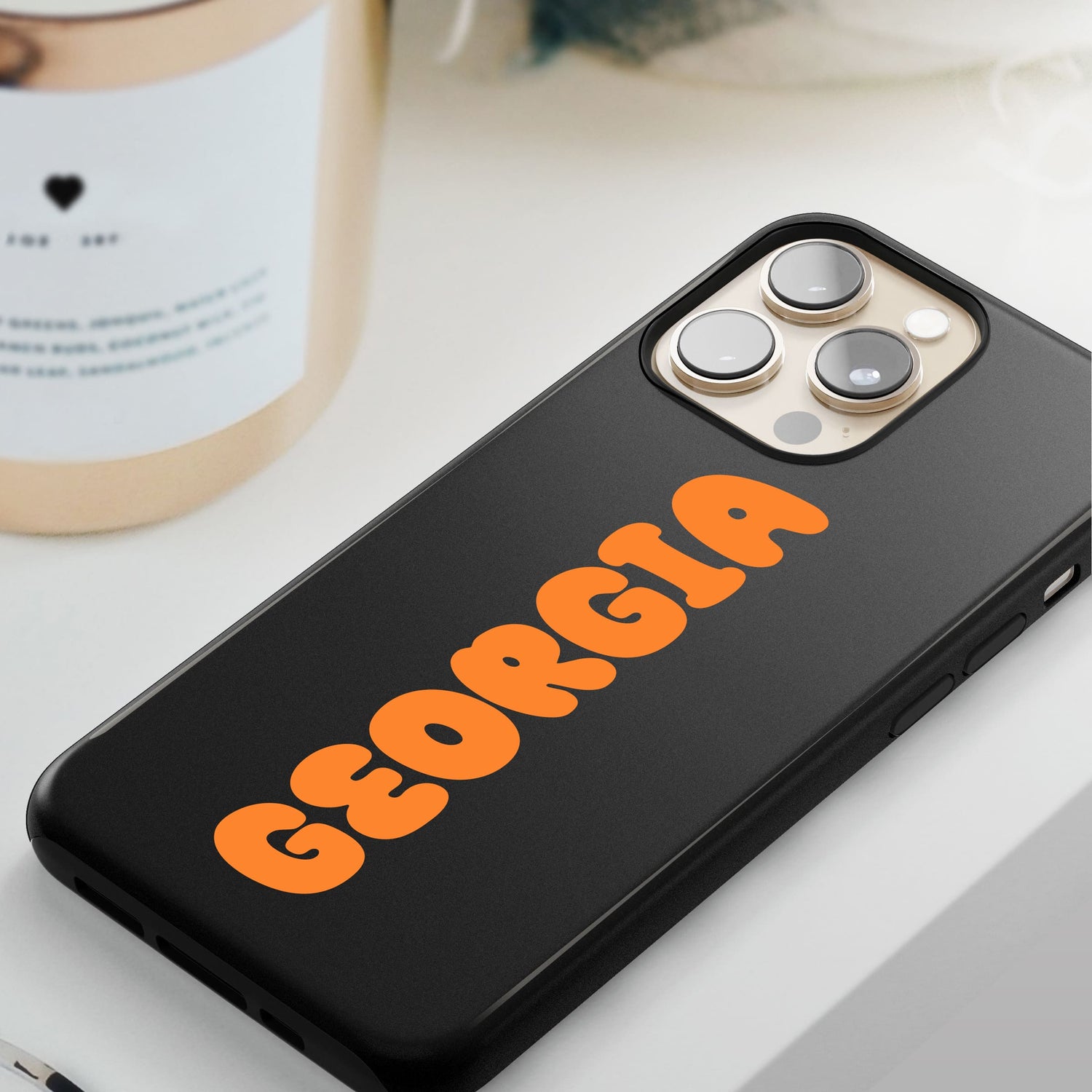 Black Orange Personalised Bubble Text Case  Phone Case