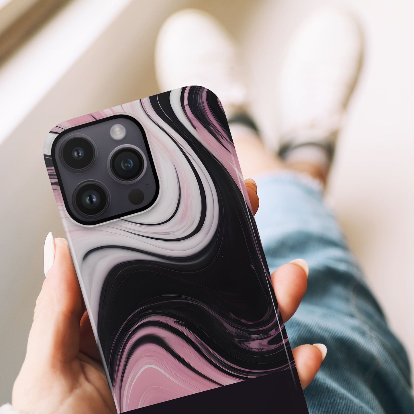 Personalised Pink Black Swirl Phone Case  Phone Case