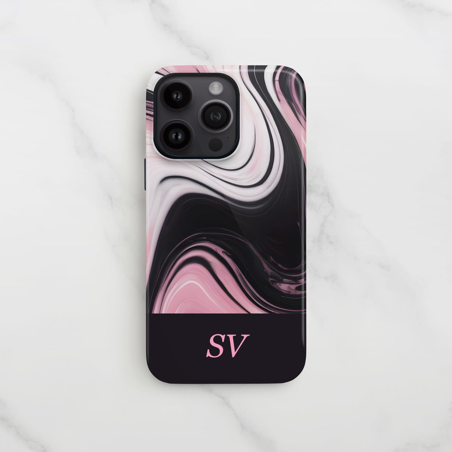 Personalised Pink Black Swirl Phone Case  Phone Case