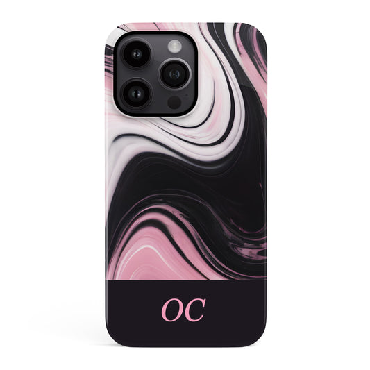 Personalised Pink Black Swirl Phone Case iPhone 15 Phone Case