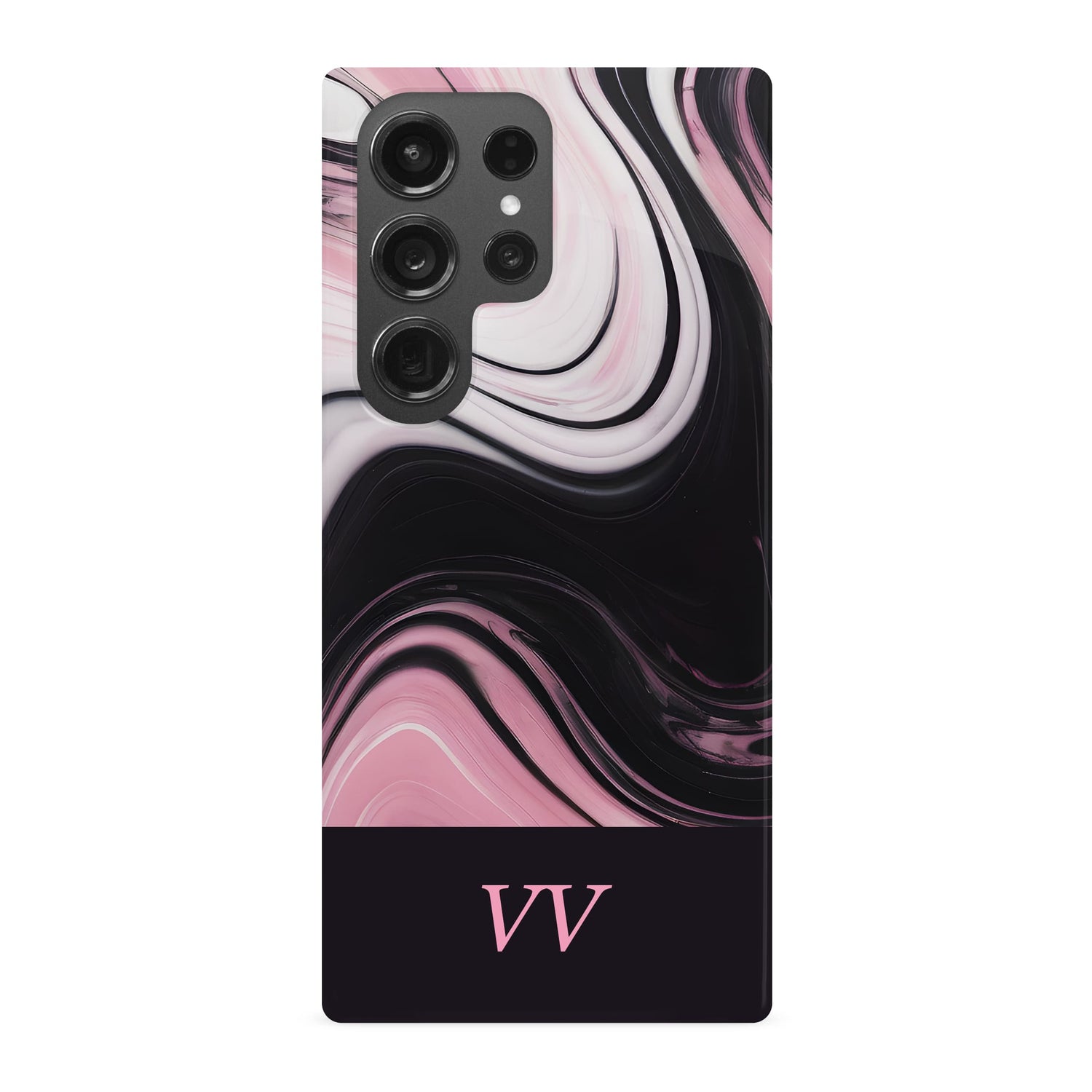 Personalised Pink Black Swirl Phone Case Samsung Galaxy S23 Ultra Phone Case