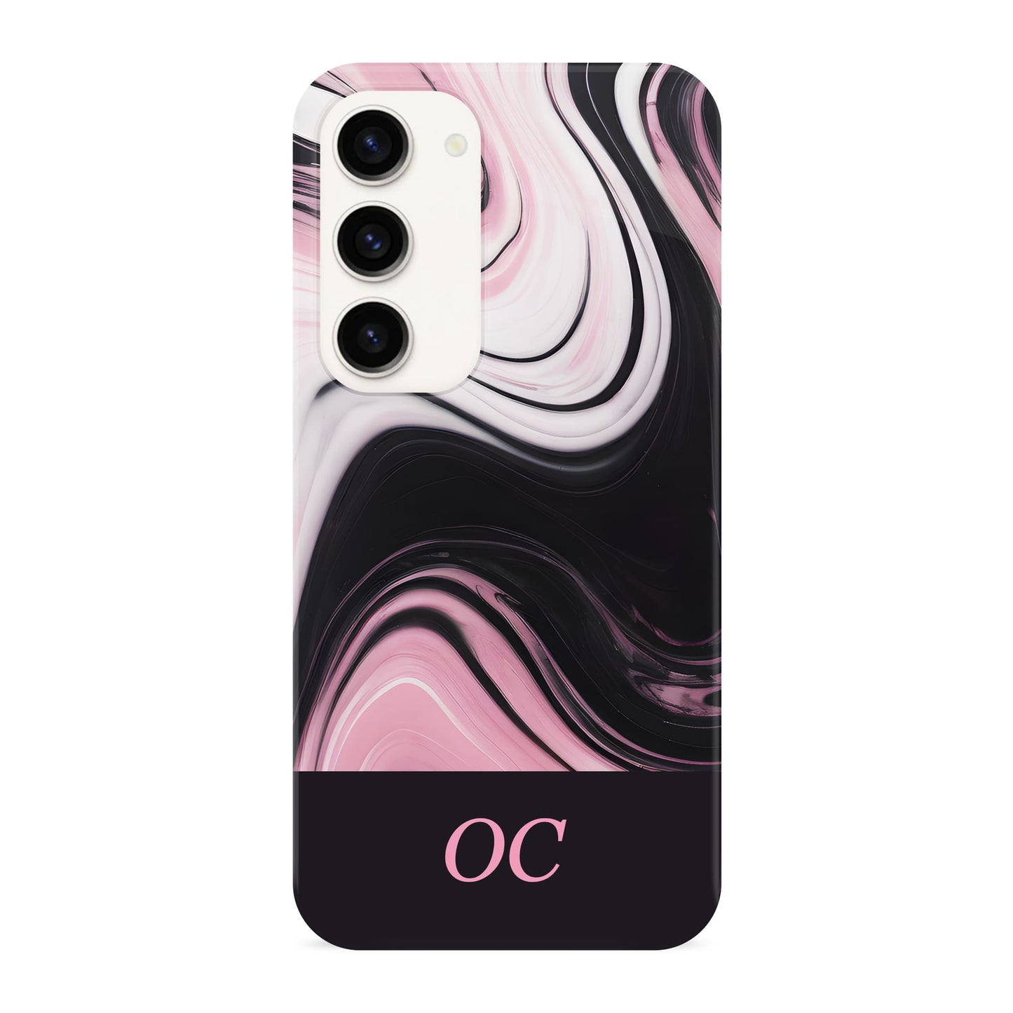 Personalised Pink Black Swirl Phone Case Samsung Galaxy S23 Phone Case