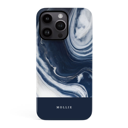 Personalised Navy Marble Phone Case iPhone 15 Phone Case