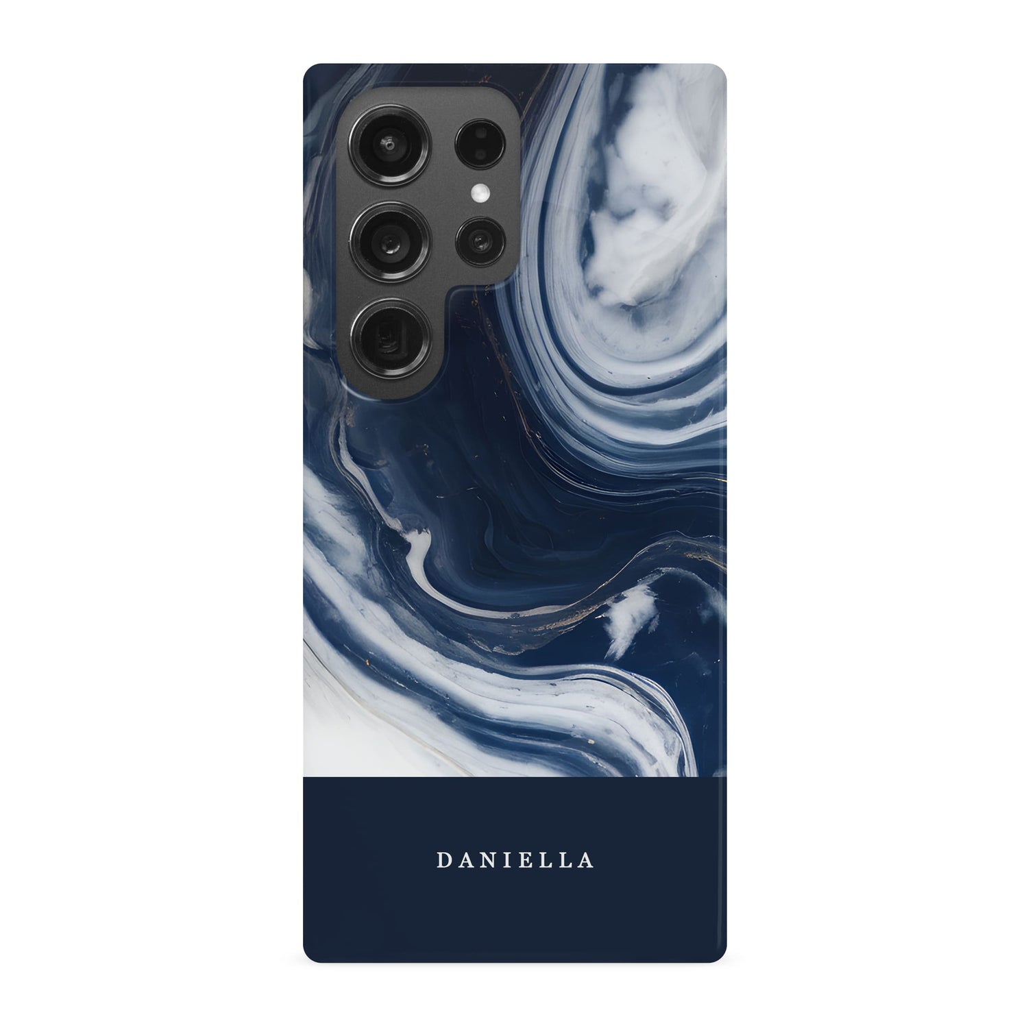 Personalised Navy Marble Phone Case Samsung Galaxy S23 Ultra Phone Case