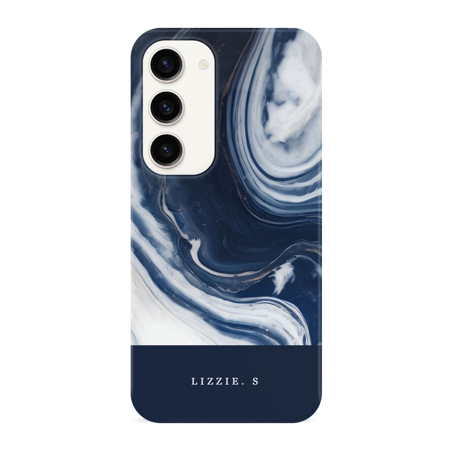 Personalised Navy Marble Phone Case Samsung Galaxy S23 Phone Case