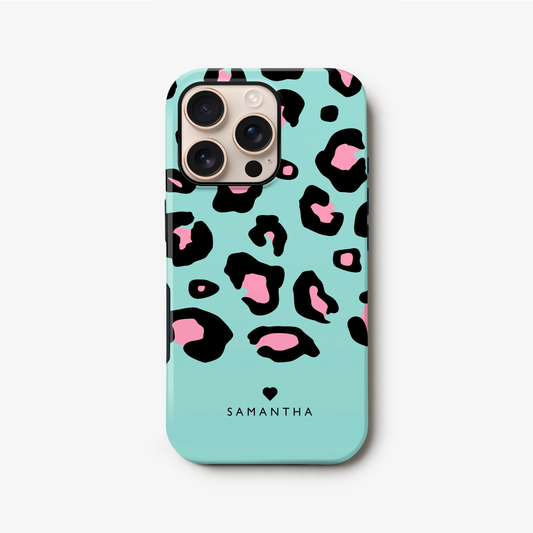 Blue Ice Personalised Leopard Print Case iPhone 16 Pro Phone Case