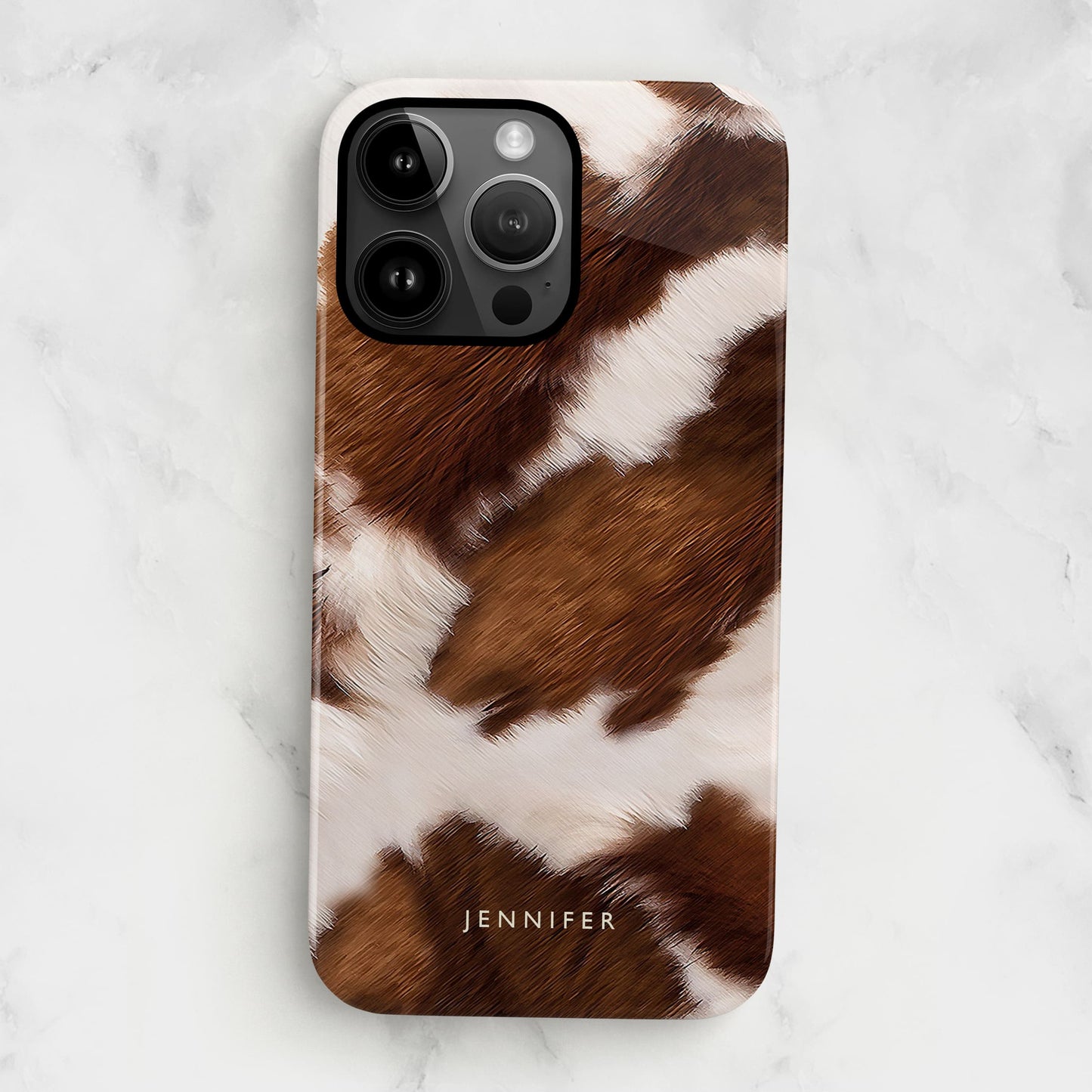 Brown Cowhide Pattern Custom Name Case  Phone Case