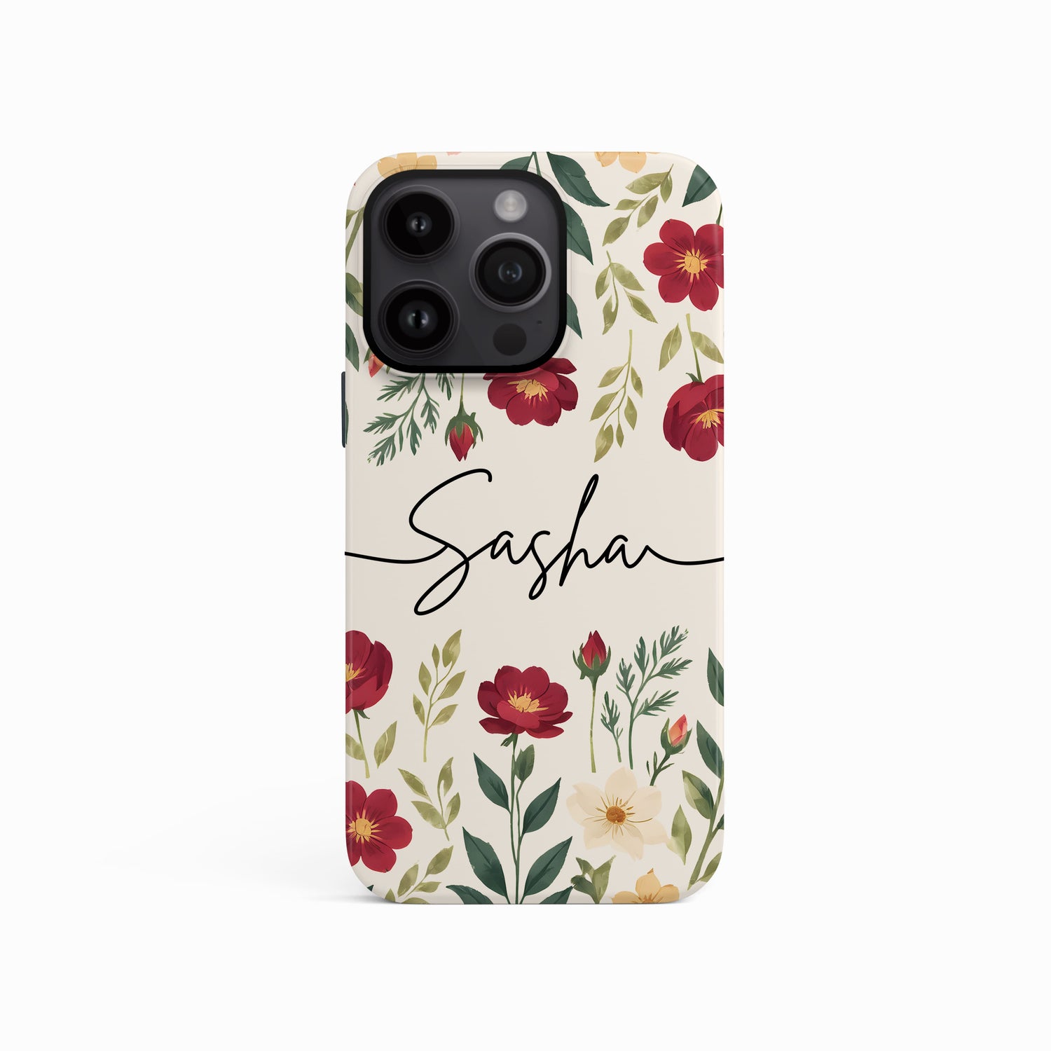 Personalised Cream Floral Print Case  Phone Case