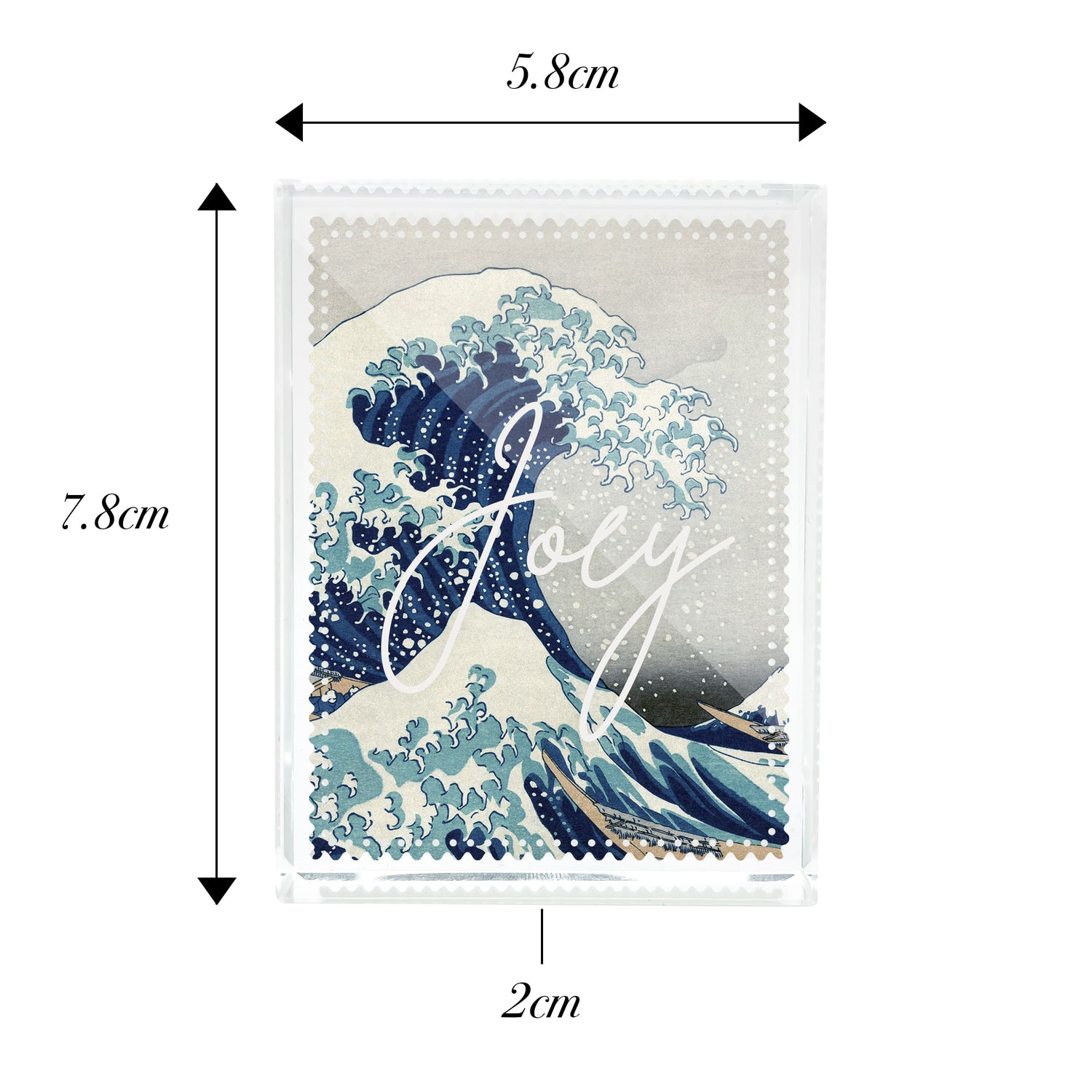 Great Wave Personalised Japanese Glass Art Block Ornament