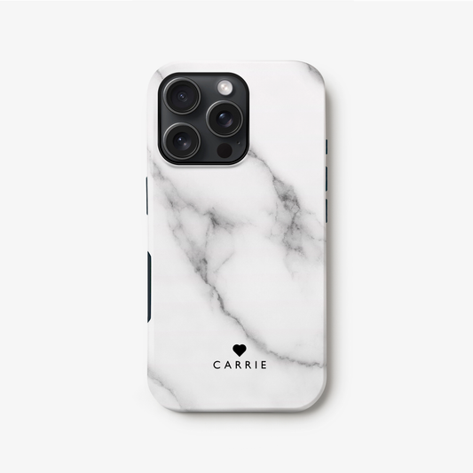 Grey Heart Marble Phone Case iPhone 16 Phone Case