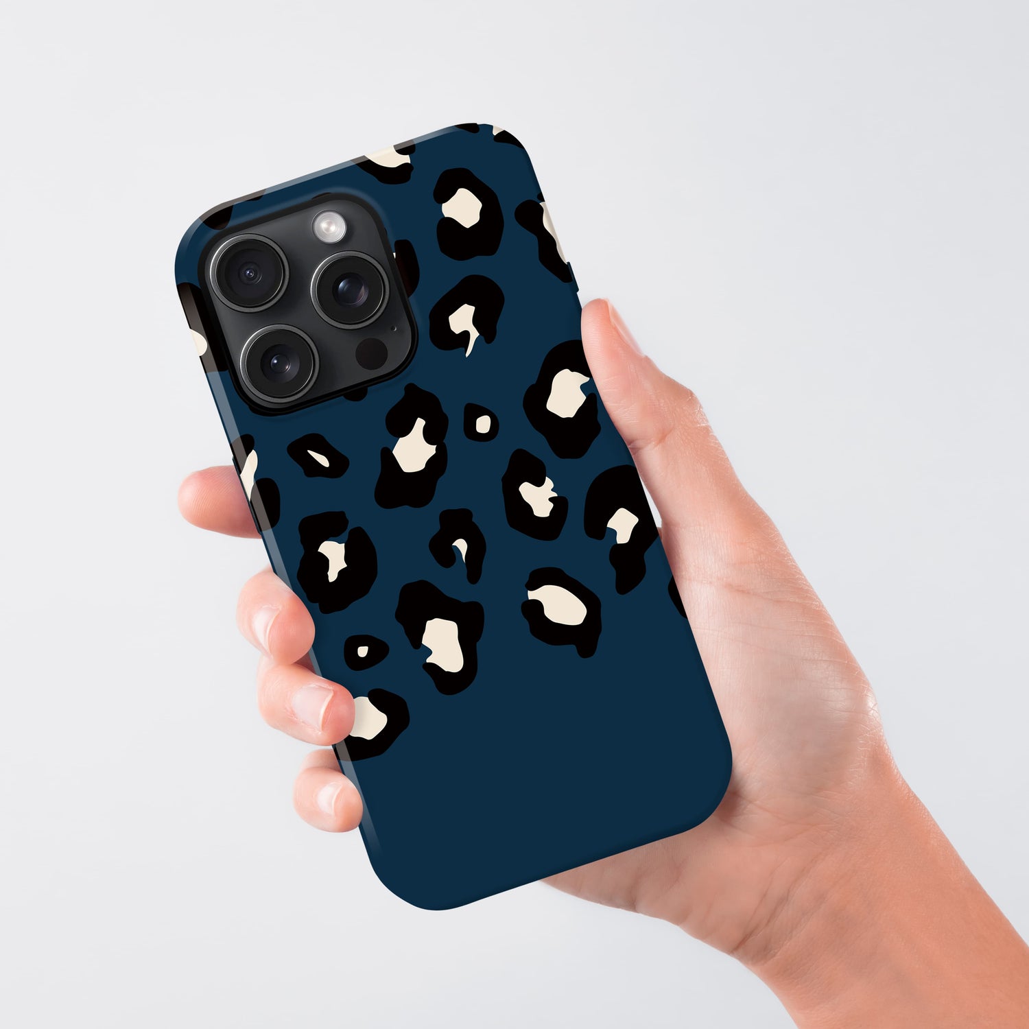Dark Blue Custom Name Leopard Print Pattern Phone Case Phone Case