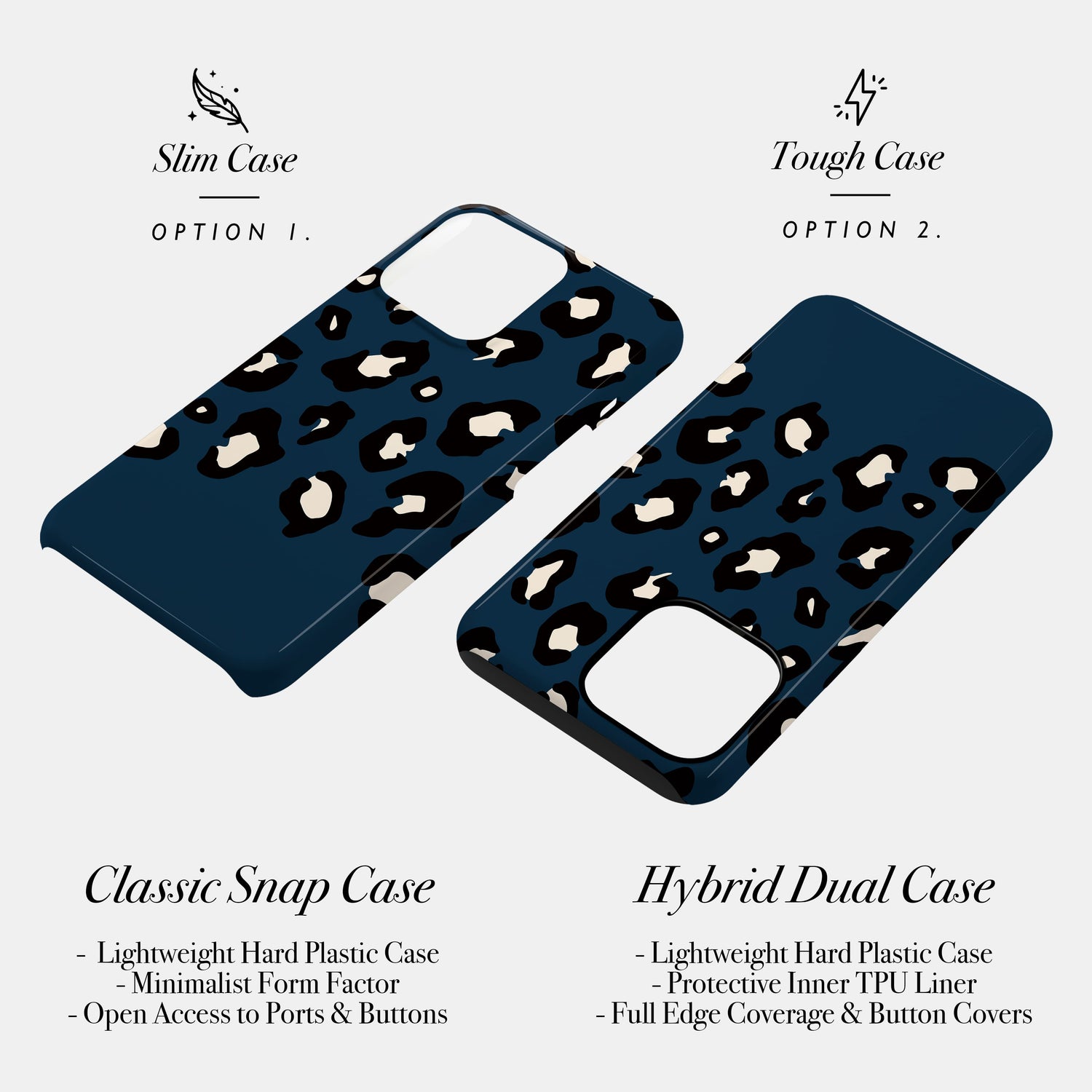 Dark Blue Custom Name Leopard Print Pattern Phone Case Phone Case
