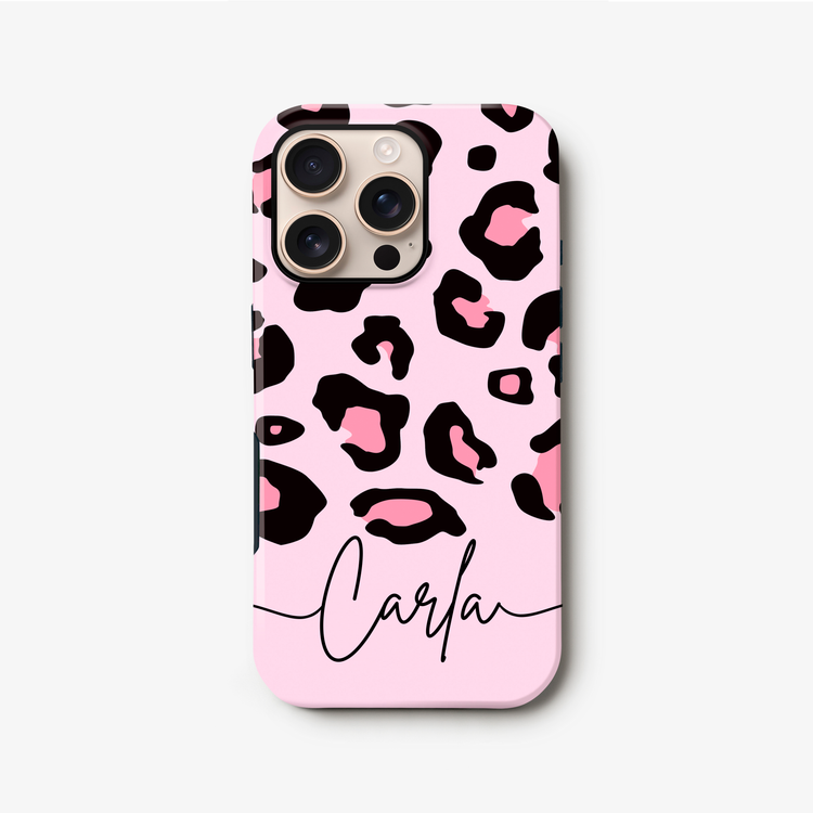 Pink Bubblegum Personalised Leopard Print Case - Rock – Rock Steady Cases