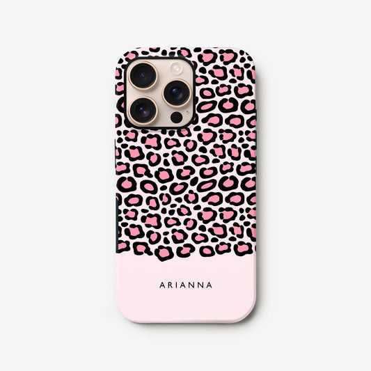 Personalised Pink Shades Leopard Print Case iPhone 16 Phone Case