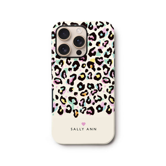 Personalised Rainbow Spots Leopard Print Case