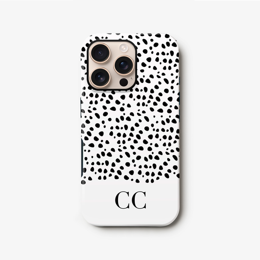 Black Dots Personalised Monogram Phone Case iPhone 16 Phone Case