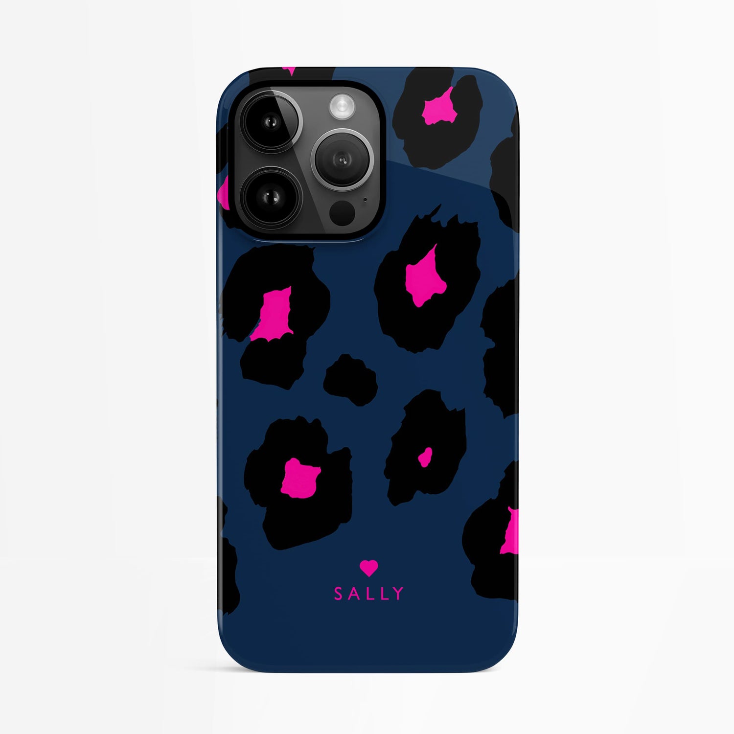 Navy Blue Leopard Print Case iPhone 14 Phone Case