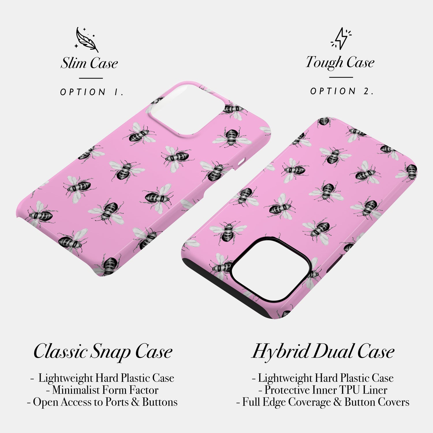 Pink Honey Bee Pattern Case Pink Honey Bee Pattern Case