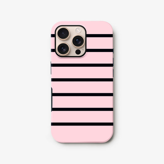 Pink & Black Striped Case iPhone 16 Phone Case