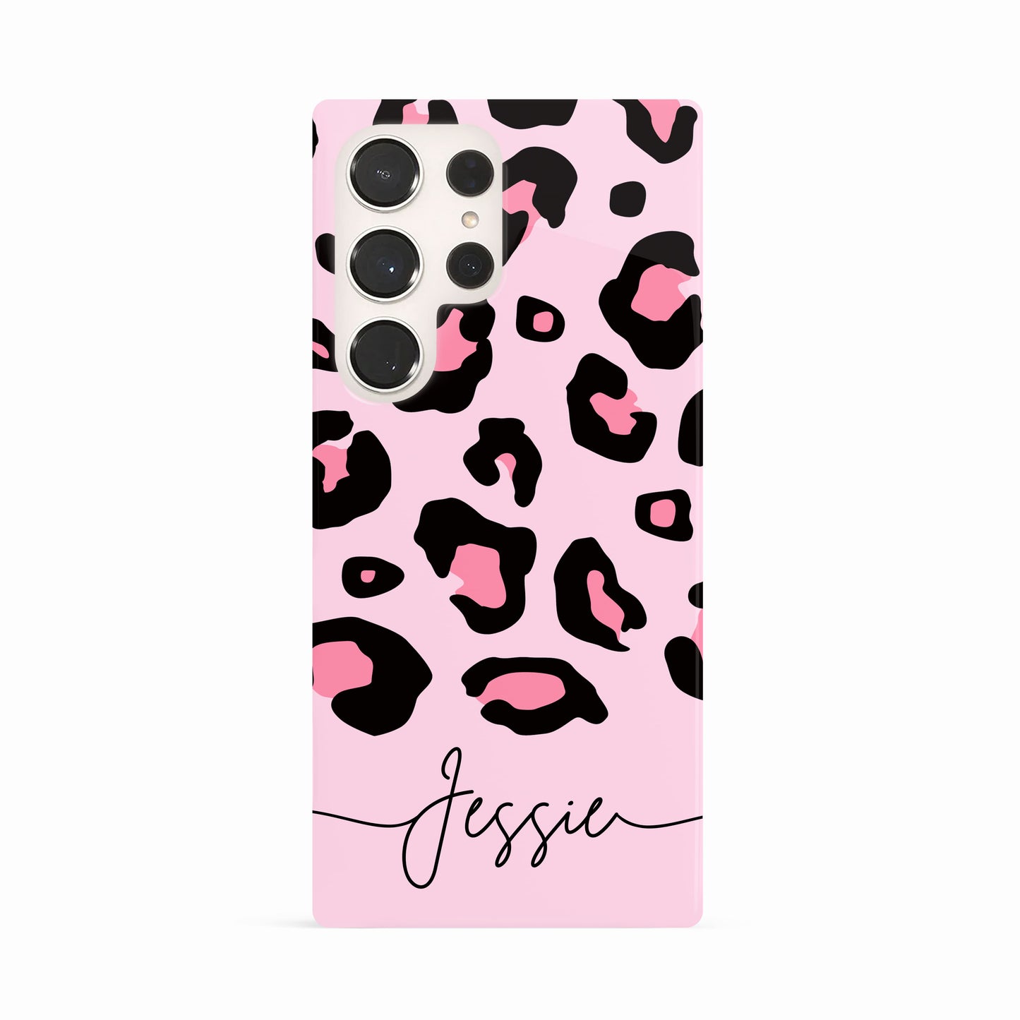 Pink Bubblegum Personalised Leopard Print Case Samsung Galaxy S23 Ultra Phone Case