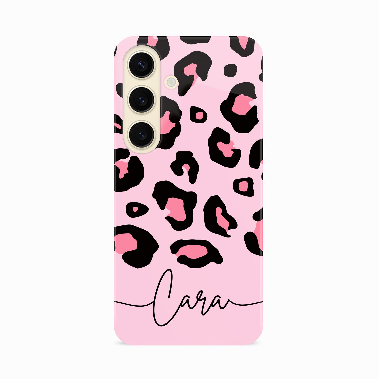 Pink Bubblegum Personalised Leopard Print Case Samsung Galaxy S24 Phone Case