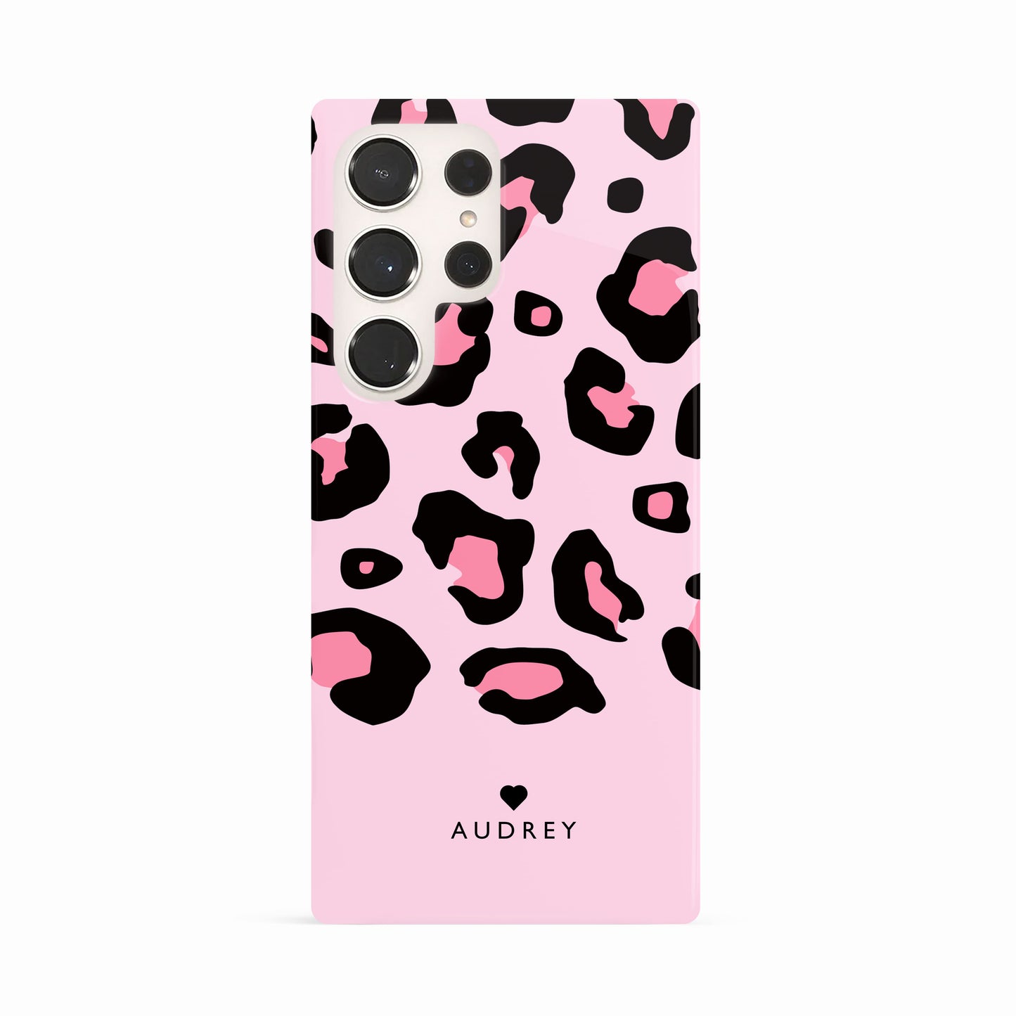 Bubblegum Pink Personalised Leopard Print Case Samsung Galaxy S23 Ultra Phone Case