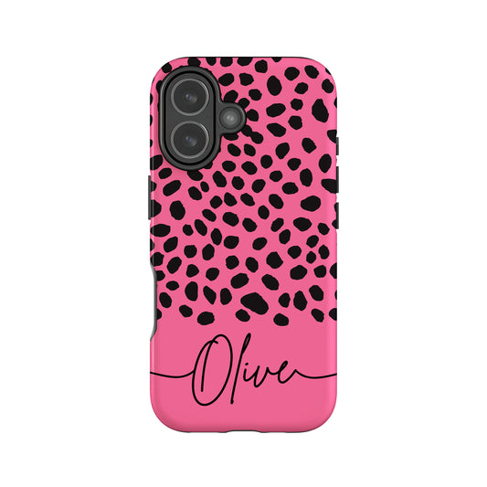 Personalised Pink Cheetah Spot Case iPhone 17 Phone Case