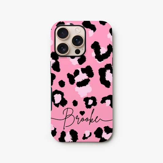 Pink Leopard Print Custom Magsafe iPhone Case iPhone 16 Phone Case