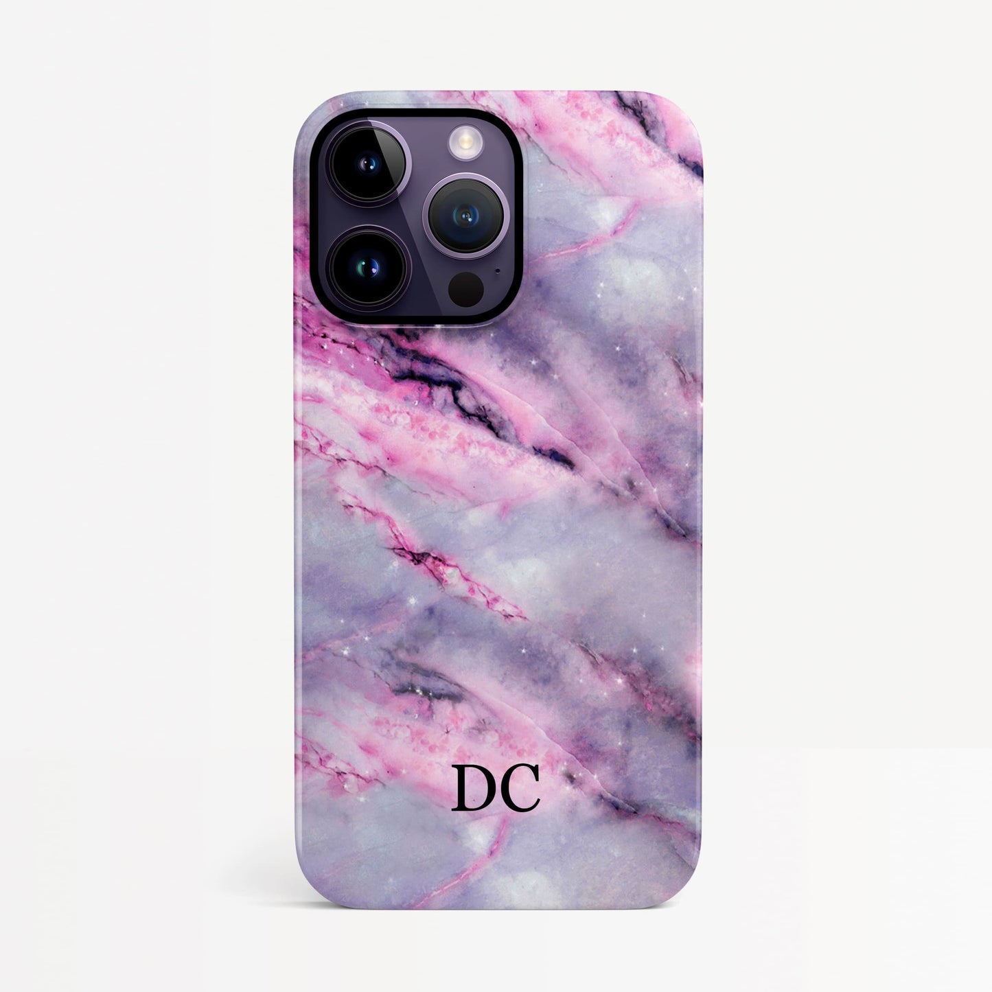 Pink and Purple Marble Initials Case iPhone 14 Phone Case
