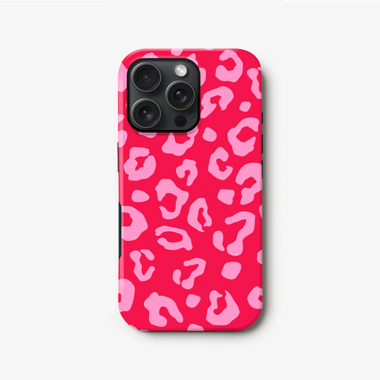 Pink and Red Leopard Print Case iPhone 16 Phone Case