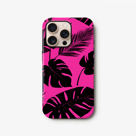 Hot Pink Tropical Print Phone Case iPhone 16 Phone Case