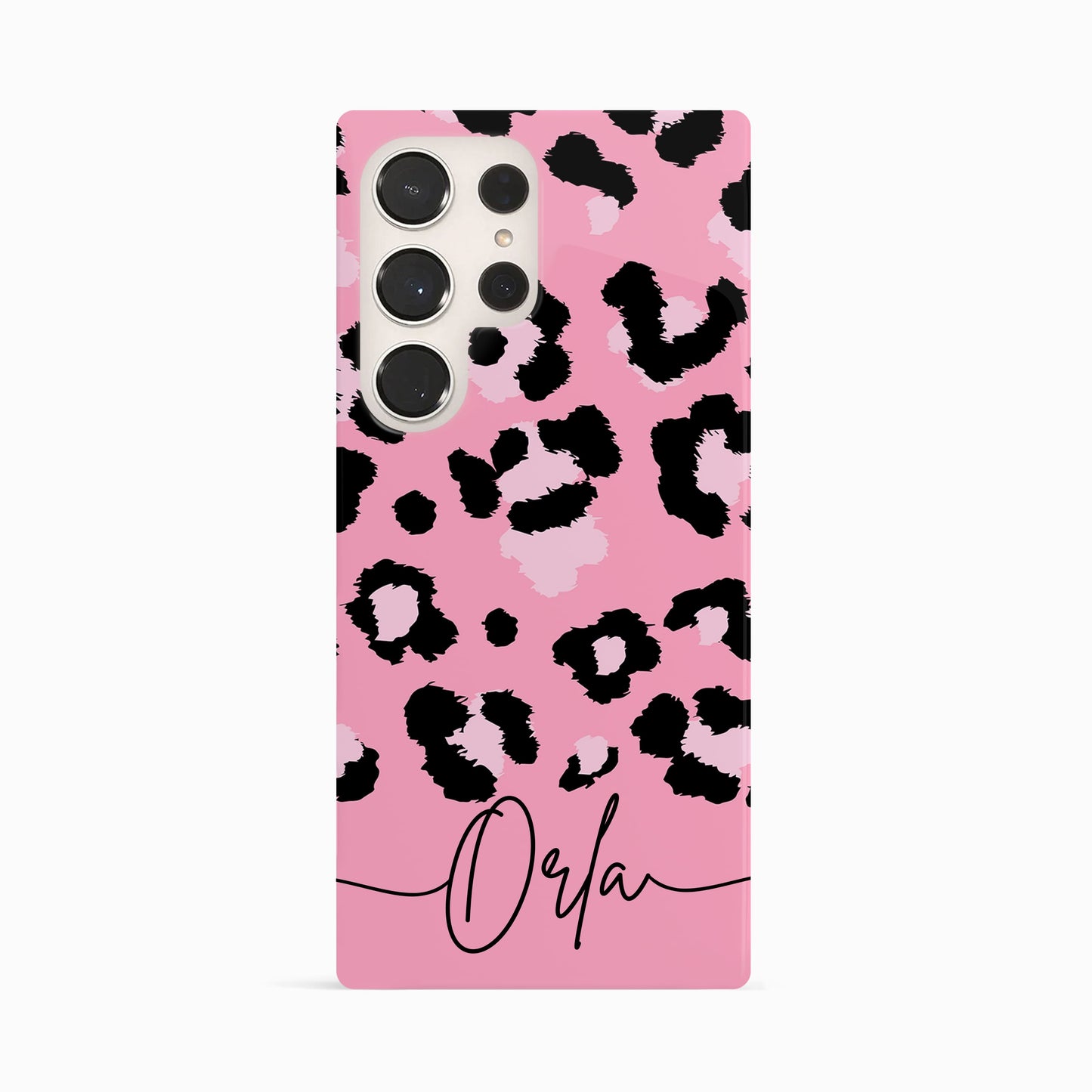 Baby Pink Leopard Print Personalised Phone Case Samsung Galaxy S24 Ultra Phone Case