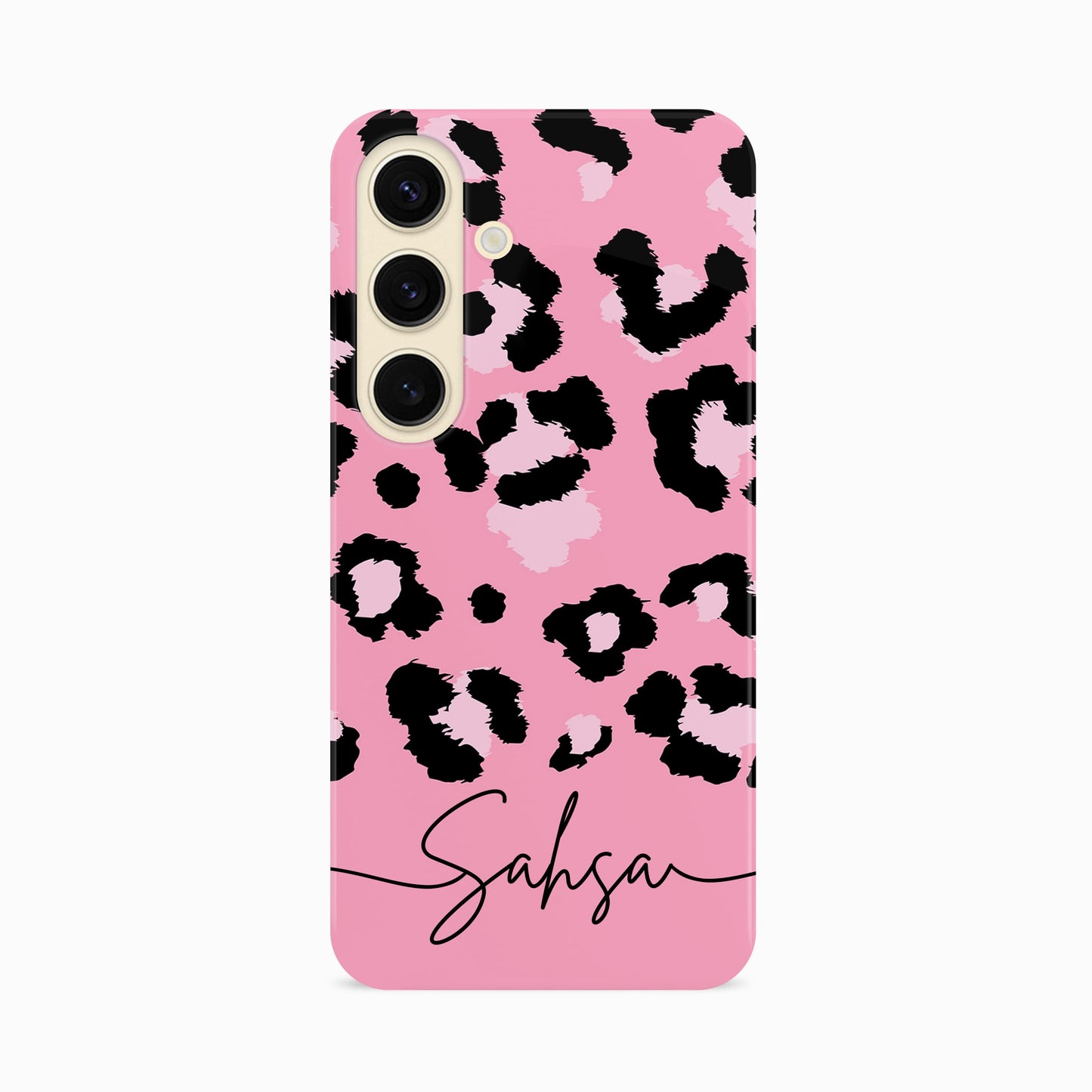 Baby Pink Leopard Print Personalised Phone Case Samsung Galaxy S24 Phone Case