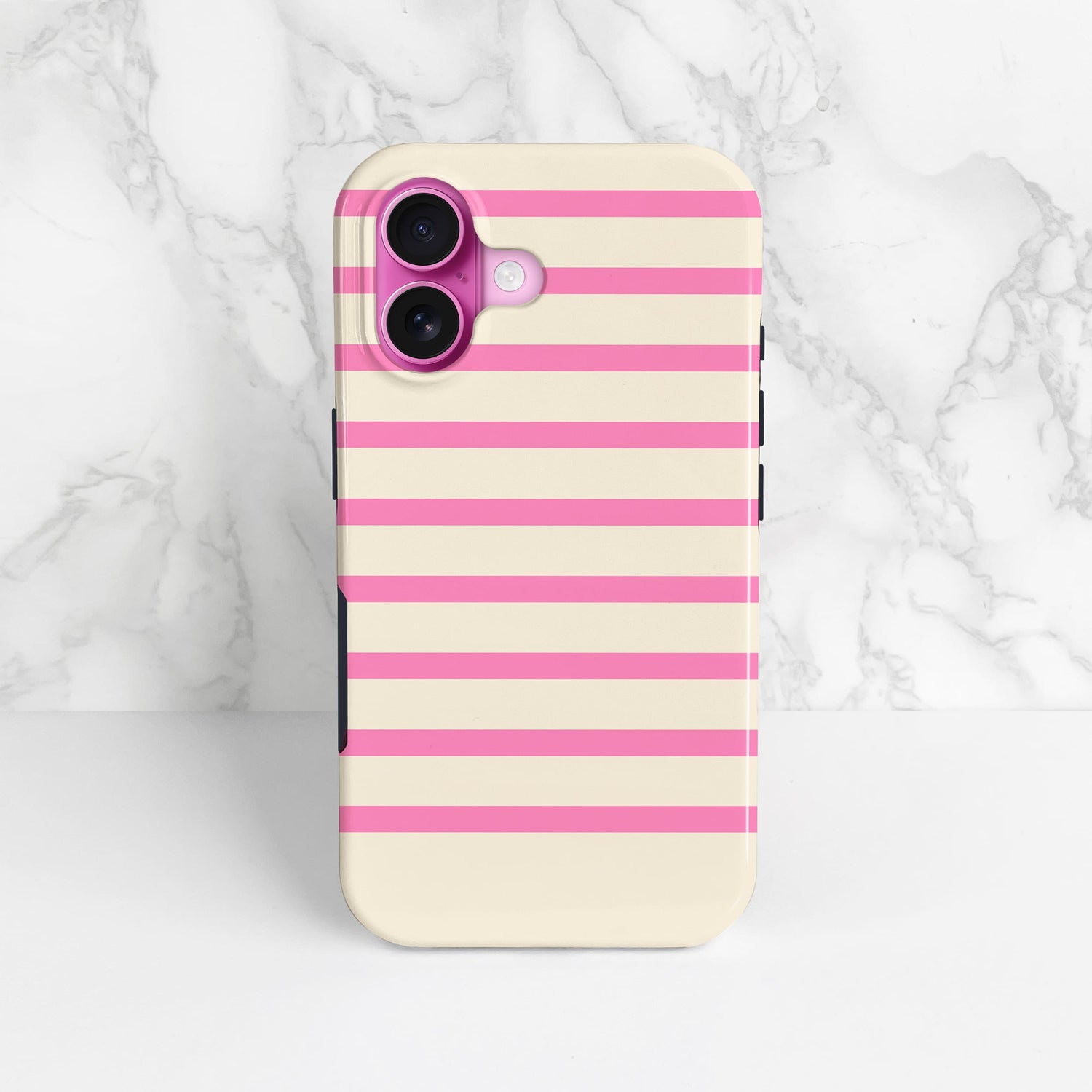 Vanilla Pink Stripes Phone Case iPhone 16 Phone Case