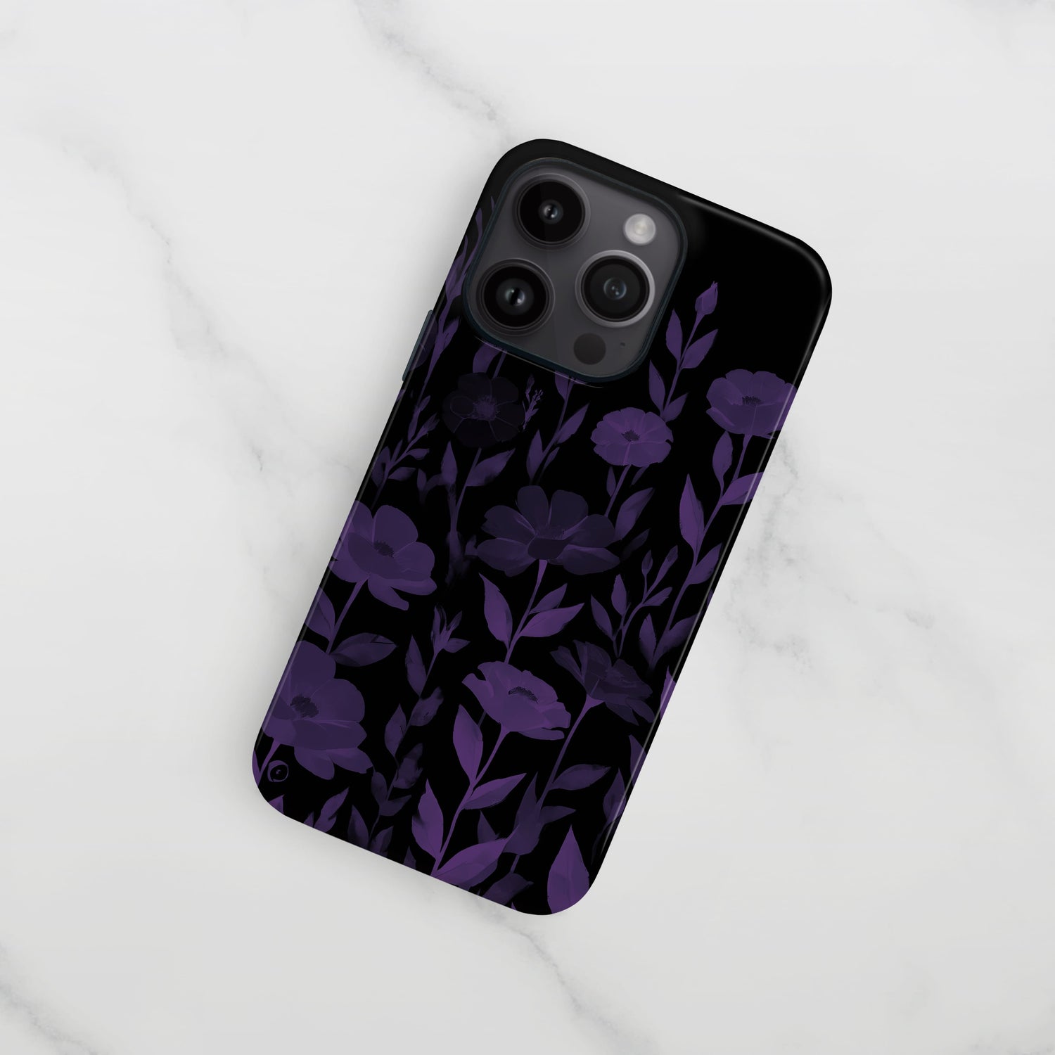 Dark Purple And Black Floral Print Case  Phone Case