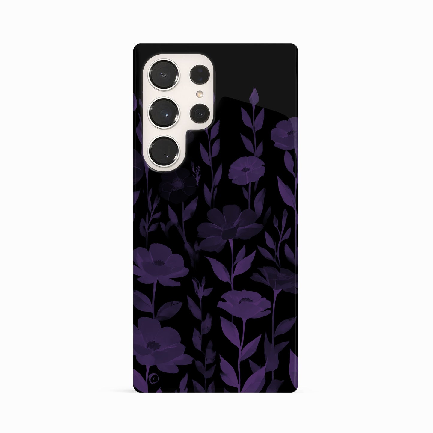 Dark Purple And Black Floral Print Case Samsung Galaxy S23 Ultra Phone Case