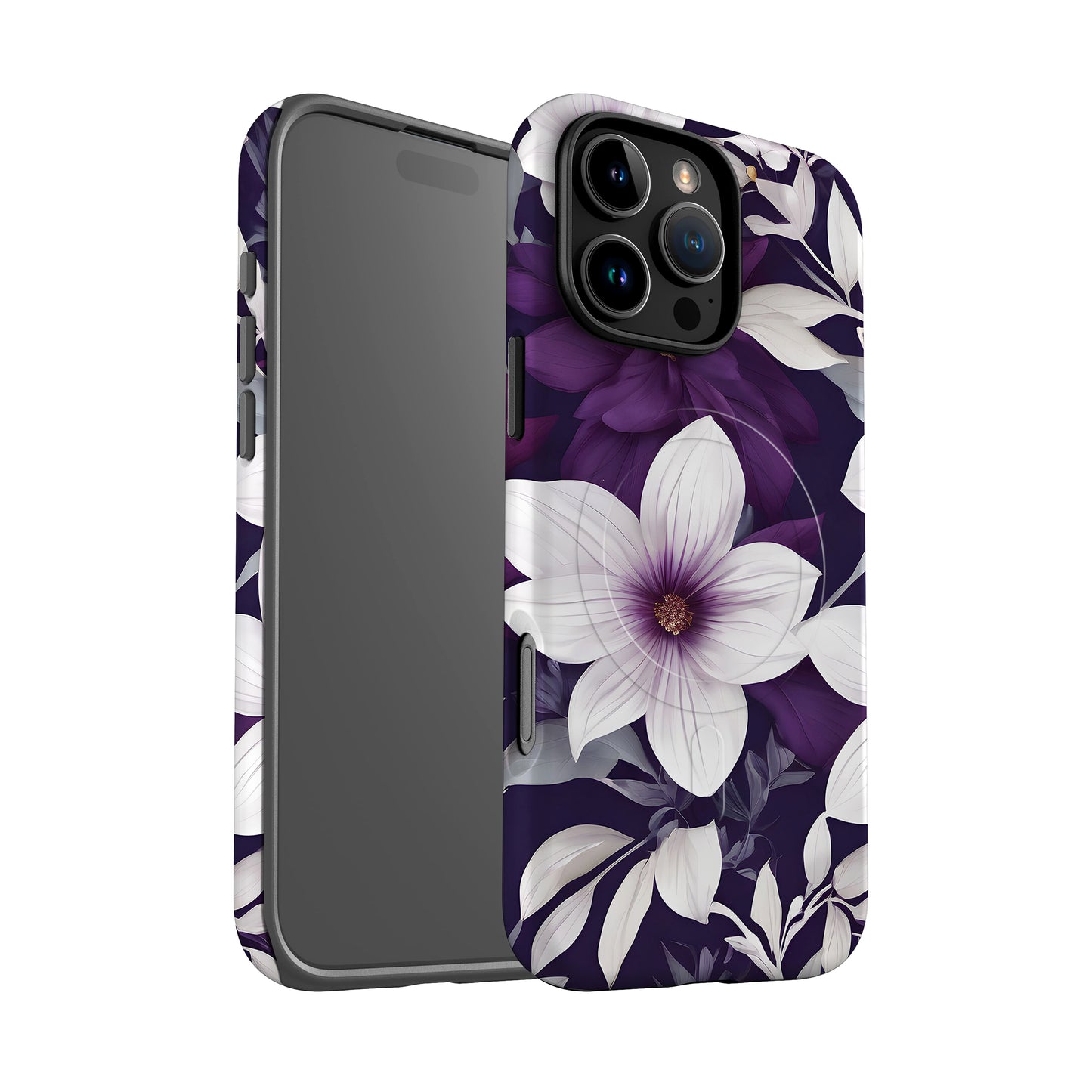 Dark Purple Floral Magsafe Case