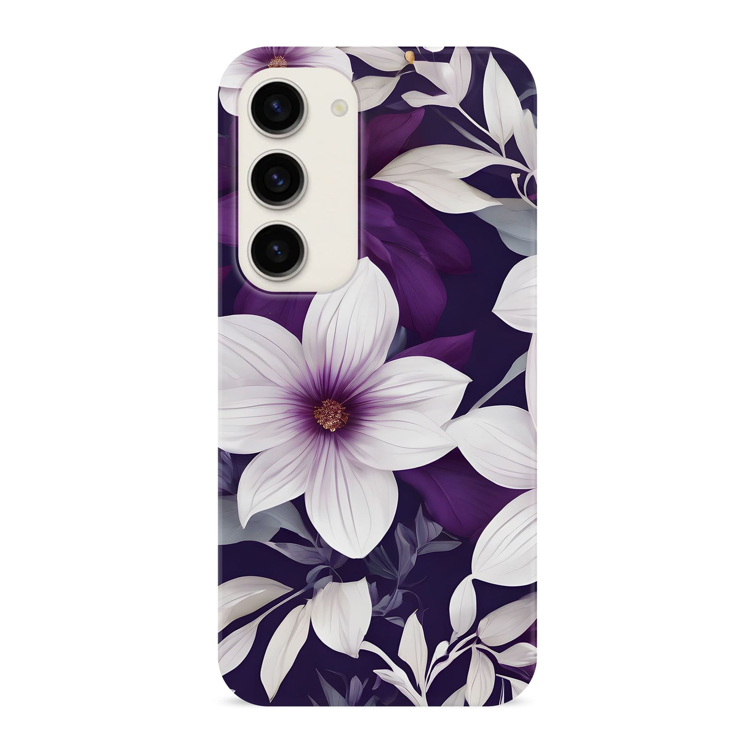 Purple Floral Print Case Samsung Galaxy S23 Phone Case