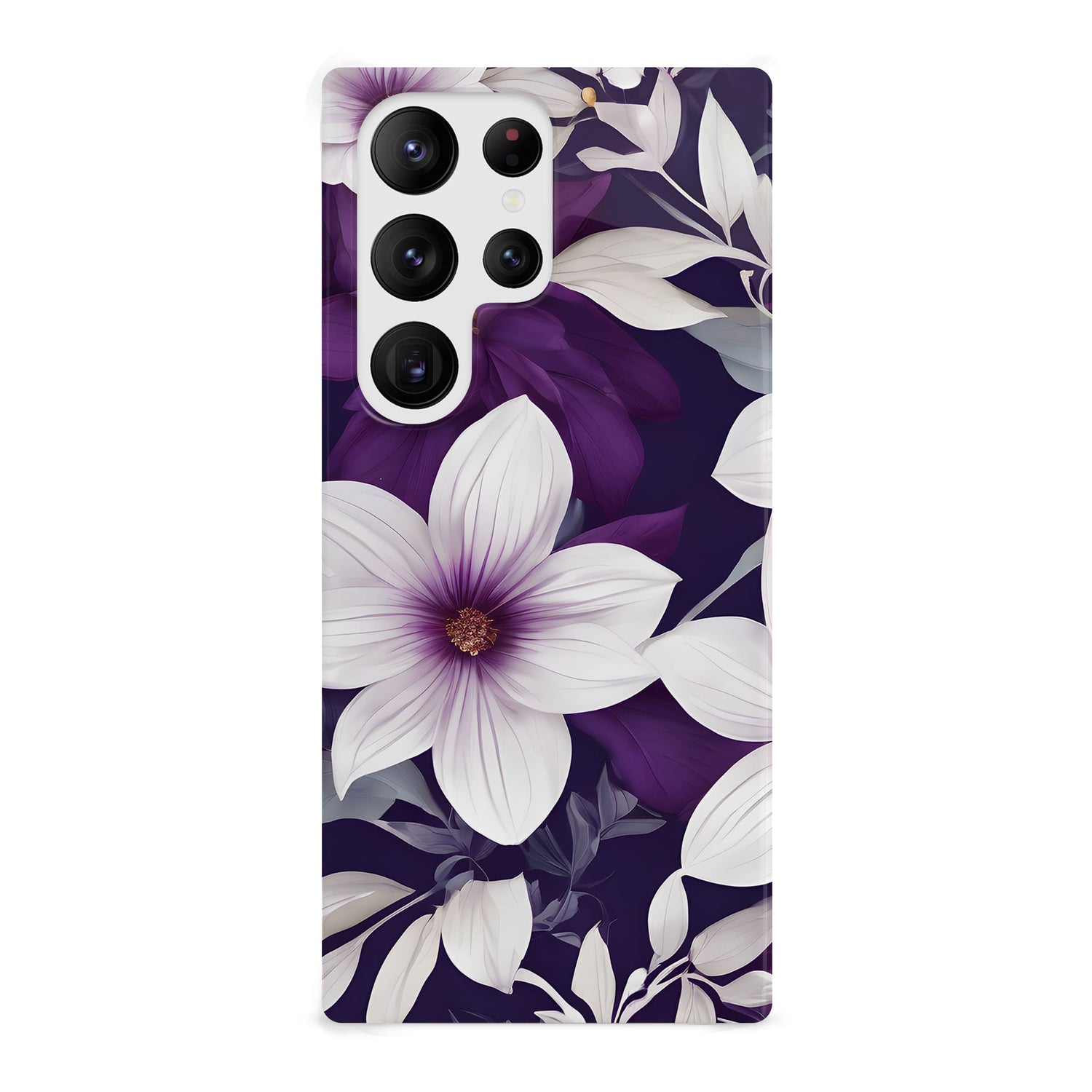 Purple Floral Print Case Samsung Galaxy S22 Ultra Phone Case