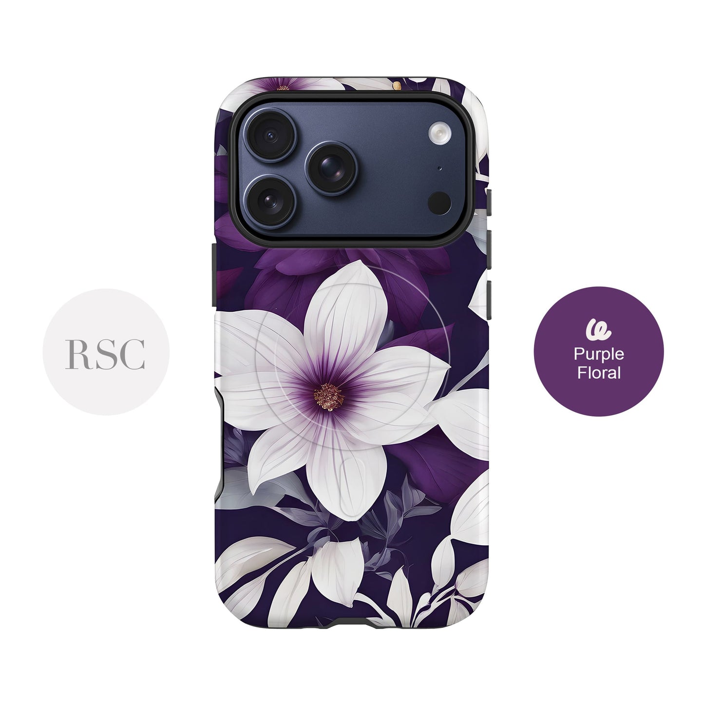 Dark Purple Floral Magsafe Case