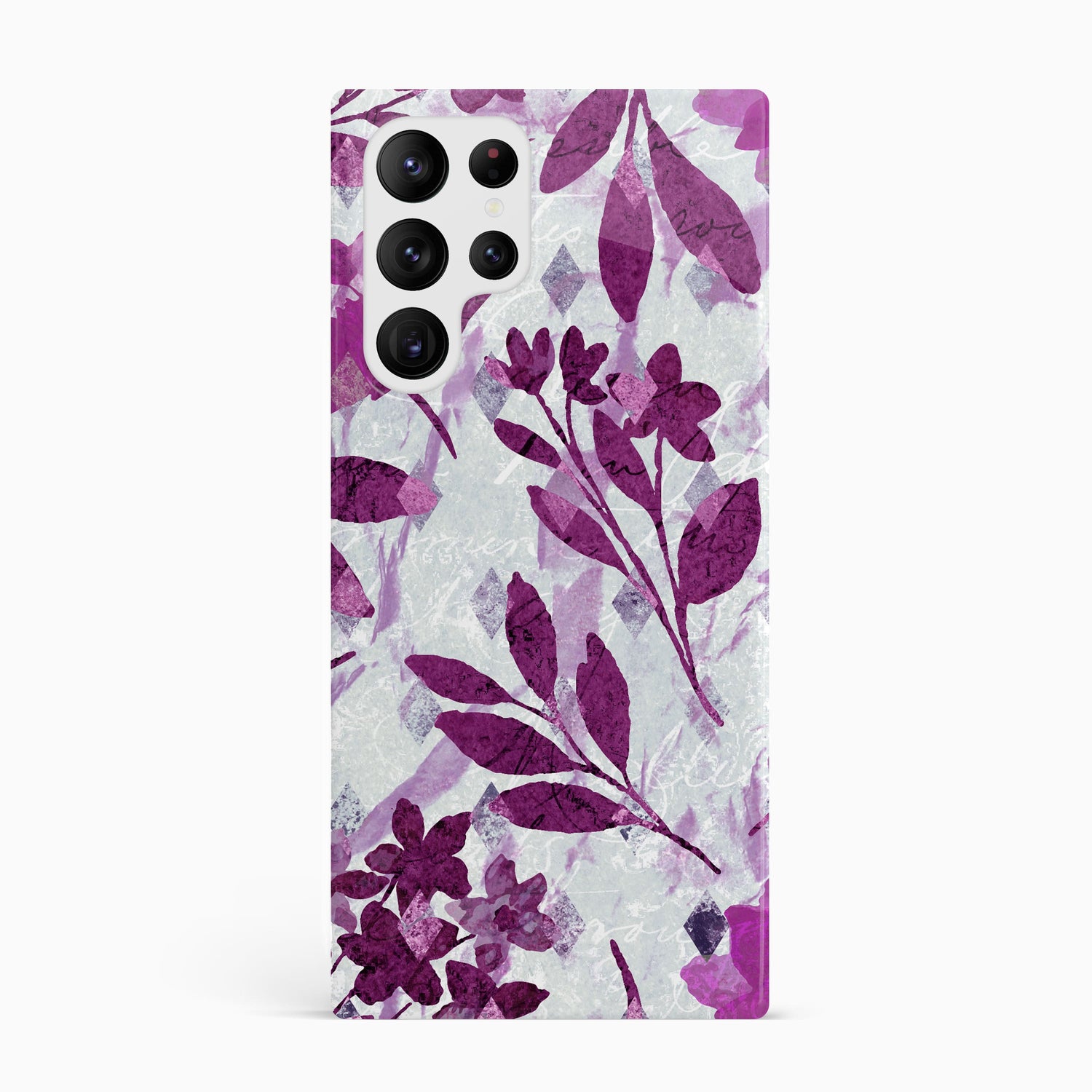 Purple Flower Pattern Case Samsung Galaxy S23 Ultra Phone Case